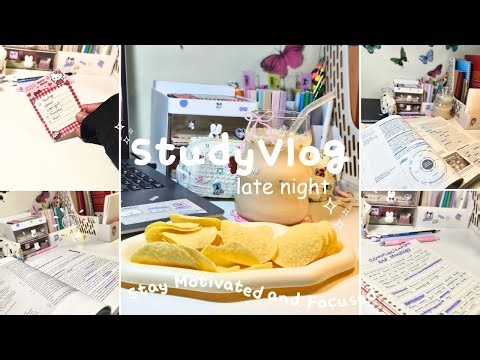 late night study vlog🧸 Notes 📚 | Coffee🧋| Aesthetic | Cozy Productivity ✨