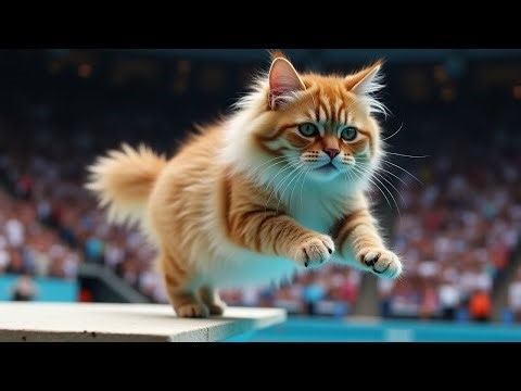 Who Wins the #ai Animal #Dive-Off? 🐯🦒 | #cat #funny #orangecat #animals