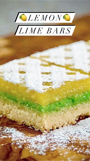 🍋Lemon Lime Bars🍋 Traditional lemon bars are a fantastic summer treat, but it was time for an upgrade. Recipe: ▢ 3 cups flour 360g, divided 2 1/2 cups for crust and 1/2 cup for filling ▢ 2/3 cups powdered sugar 66g, for the shortbread, plus more for dusting ▢ 1/2 tsp salt ▢ 12 tbsp melted butter, 170g ▢ 1 tbsp lemon zest ▢ 2 tsp lime zest ▢ 3 cups sugar 600g ▢ 8 eggs large, room temperature ▢ 1 cup lemon juice fresh, 240mL ▢ 1 cup lime juice fresh, 240mL The key here isn't the ingredients... s