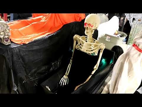 PAC Animated Rising Skeleton In Coffin Halloween Decoration