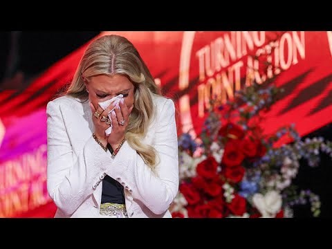 Erika Kirk breaks down in tears as she delivers powerful tribute to slain husband Charlie