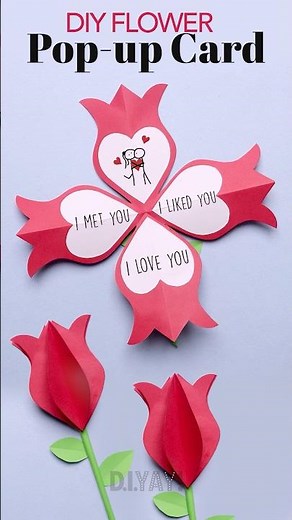 DIY Popup Flower Card! ☝️ Tap Play to Watch ☝️🎬 #popupcard #crafttutorial #easydiy