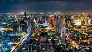 time lapse of Bangkok city at night, Thailand