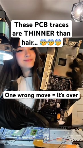 These PCB traces are THINNER than hair… 😳⚠️ #shorts #repair #electronics