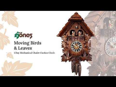 Moving Birds & Leaves 1 Day Mechanical Chalet Cuckoo Clock With Dancers 34cm By Hönes