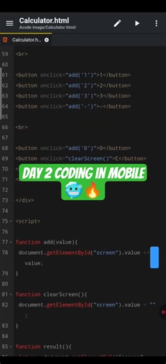 i create a simple calculator using mobile🥶 #create #htmltutorial #foryou #codingforbeginners