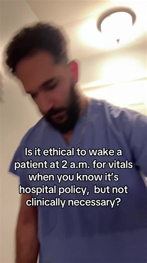 Is it ethical to wake a patient at 2 a.m. for vitals when you know it’s hospital policy — but not clinically necessary? #nurse #fypシ #nursetok #nursing #nurselife