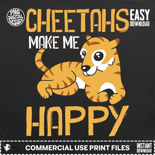 Cheetah Digital Design, Cute Cheetah Sublimation PNG, Kids Animal Print, Happy Cheetah Shirt Design, Instant Download, Commercial Use - Etsy