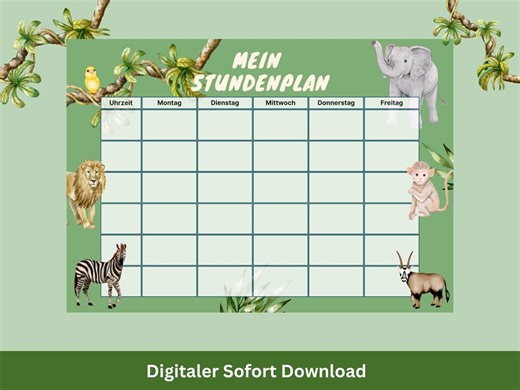 Digital Timetable for Children PDF A4 A5, Africa, Safari, School Enrollment Gift, Download, Elementary School Students, School Supplies, School Enrollment, School Planner - Etsy Canada