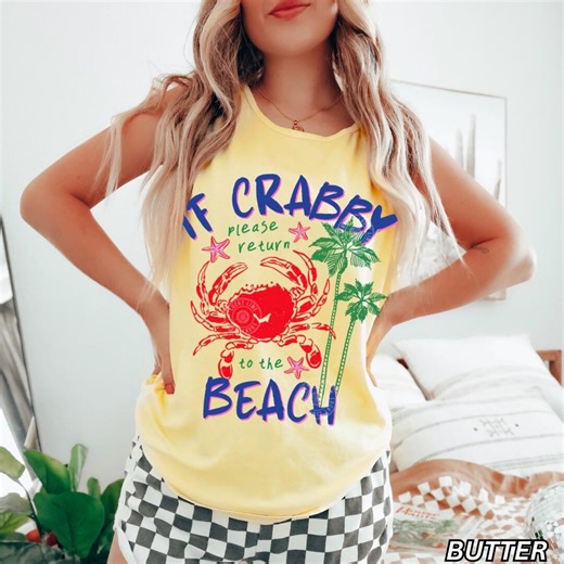 If Crabby Please Return to the Beach Tank Top, Spring Break Shirt, Crab Shirt, Womens Summer Tank Tops Beach Vibes Nautical Tee, Funny Top - Etsy