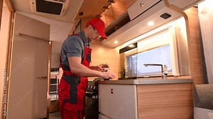 Motorhome Stove Servicing and Seasonal Maintenance. RV Appliances Technician Servicing