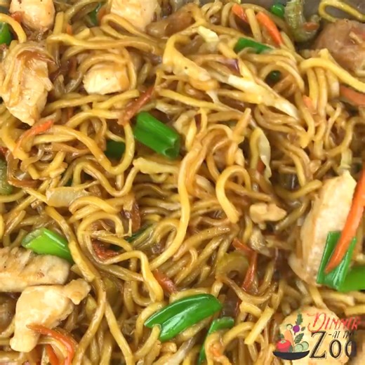 This homemade CHICKEN CHOW MEIN is so much better than take out! Your whole family will love it! RECIPE: https://www.dinneratthezoo.com/chicken-chow-mein/ | Dinner at the Zoo