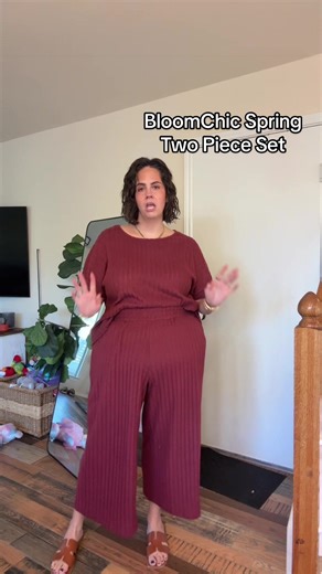 This is the two piece set that will finally get you out of your leggings and sweats this spring. I’m plus size with an apron belly and don’t recommend pants often but this two piece set by BloomChic is comfy and chic and easier to put on than your everyday basics. @BLOOMCHICUSOFFICIAL #plussizetiktok #twopieceset #springset #springoutfit #apronbelly