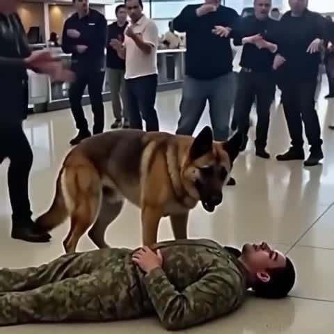 People at the airport noticed a man in uniform lying on the floor, with a German shepherd sitting beside him: everyone was shocked when they found out why the animal was barking and growling at those nearby 😱😱 That morning, the airport was buzzing. Some people were rushing to their gates, others stood in line with coffee, and some simply stared out the windows, watching the planes take off. But in a quiet corner of the terminal, something unusual was happening. People started to stop, whisper,