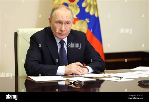 Russian President Vladimir Putin held a video conference to follow up on relief efforts after the floods in the Republic of Dagestan, Russian President Vladimir Putin held a video conference to follow up on relief efforts after the floods in the Republic of Dagestan, focusing on coordinating government support and expediting aid delivery to those affected. In Moscow, Russia, April 7, 2026. Photo by Russian President official apaimages Russia Russia Russian Federation 080426 Russia RPO 003 Copyri