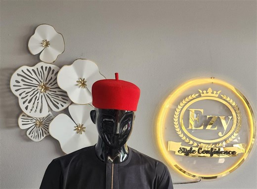 Igbo Traditional Men's Hat: Red and Black Cultural Cap - Etsy