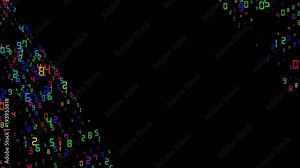 Multicolored numbers in different parts of the screen. numbers and digits, data. business cinematic background. place for text. seamless loop. Stock Video