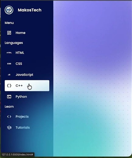 Sidebar Navigation Using HTML and CSS #css #coding #programming #developer #computerscience