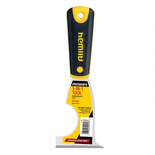 ALLWAY Soft-Grip 5-in-1 Painter's Multi-Tool with Steel Blade, 7.25in. x 2.5in.
