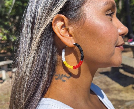 Medicine Wheel Earrings| Beaded Hoop Earrings | Native American Made | 50 Mm Size Hoops - Etsy