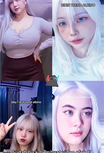 Tutorial Efek Albino Rambut Putih Mata Merah Biru dengan AI