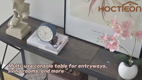 Hoctieon Industrial Console Table, 3 Tier Entryway Table, Hallway Table, Narrow Sofa Table with Shelves, Entrance Table for Entryway, Living Room, Foyer, Hallway, Office, Grey