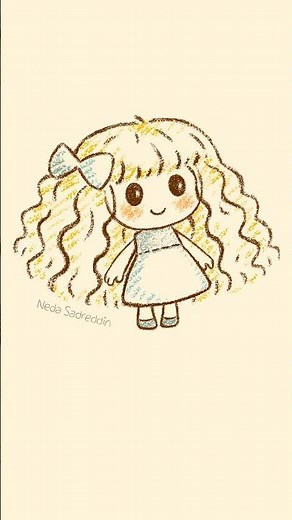 How To Draw A Cute Doll #easydrawing #simpledrawing #cartooncharacter #cutethingstodrawwhenboard