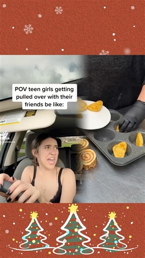 POV teen girls getting pulled over with their friends be like