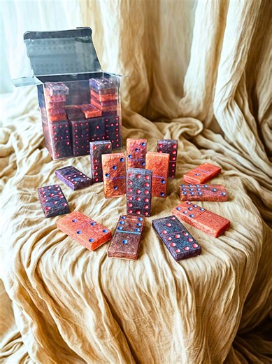 Handmade Resin Domino Set – Multi Color Glitter, Custom Game Night - Etsy