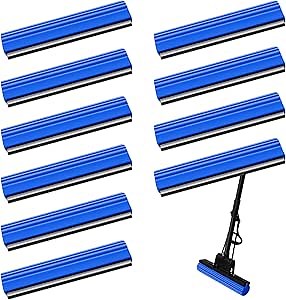 Willinglong 10 Pcs Roller Mop Refill Bulk Absorbent PVA Sponge Mop Head Replacement for Home Bathroom Business Garage Kitchen Cleaning (Blue)