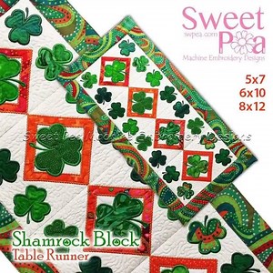 the Luck of the Irish with our new Shamrock Table Runner 'in the hoop' machine embroidery design http://swpea.com/products/shamrock-table-runner-5x7-6x10-8x12-in-the-hoop-machine-embroidery-designs | Sweet Pea Machine Embroidery