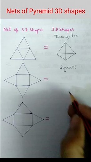 Nets and 3D shapes (part 2)🐼🐯 Nets of 3D shapes l pyramid #nets #maths #shorts #viral