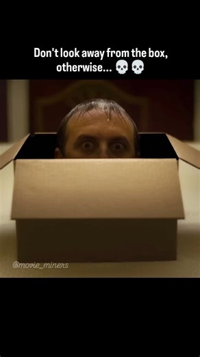 Movie Miners on Instagram: "💀 Don't look away from the box... . . Ben and Rachel stare in frozen horror at the open box on their living room table—a pale, dripping-wet man's head slowly peeks out from the impossible darkness inside, eyes wide and unblinking. Every time they look away even for a second, he inches higher, neck stretching unnaturally, getting closer and closer without ever being seen moving… proving the terrifying rule: whatever’s on the other side only advances when you’re not wa