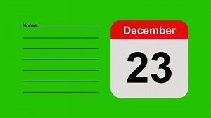Download December 23, horizontal Green Screen Calendar Animation with Note Space for free