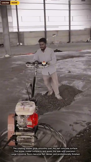Powerful Walk-Behind Power Trowel for Concrete Smoothing and Surface Finishing in Large Industrial