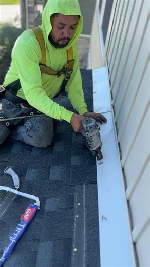 This is how professional roofers properly nail flashing! 🏡 #roofing #construction