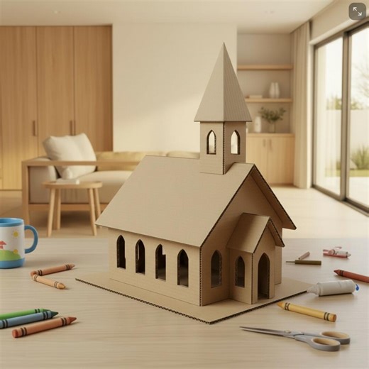 Printable Church Template for Kids | Cardboard Building Craft DIY | Cardboard Cutout - Etsy