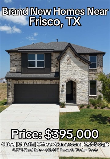 You’re not going to believe what $395K can get you just 25 minutes from Frisco 🤯🏡 If you’ve been searching for more space without paying Frisco prices, this brand-new North Texas home needs to be on your radar🚨 ✨ Inside the Home: 🛏️ 4 Bedrooms 🛁 3 Bathrooms 💻 Private Office 🎮 Spacious Gameroom 🌅 Covered Patio 🚗 2-Car Garage 📐 2,576 Sq Ft 💰And the builder incentives make this one even better: ✅ $12,000 Toward Closing Costs 📉 4.75% Fixed Interest Rate Available Plus, you’ll get access