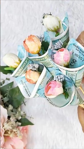 Aesthetic Money Bouquet Making Ideas 💐 | DIY Gift idea #shorts #youtubeshorts #viral #moneybouqute