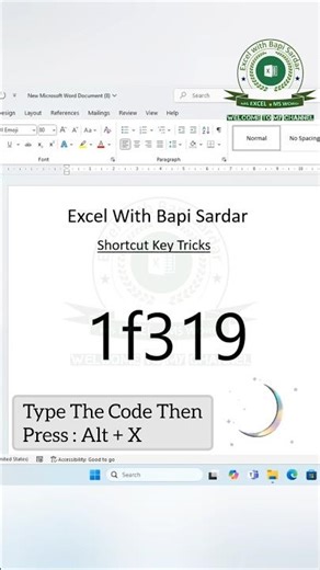 Create Moon 🌙 emoji using Shortcut keys in Microsoft Word! #shortcutkeys #wordtips #microsoftword