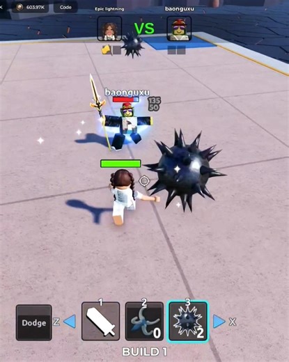 Combo with Spiky Ball & Hook in Duel Warriors! #roblox