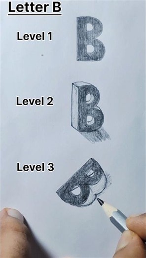 3 different style B| Letter B 3D #shorts #3dart #trending