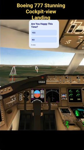 Boeing 777 Cockpit View Landing in Airline Commander #shorts #b777 #aviation #landing #headlight