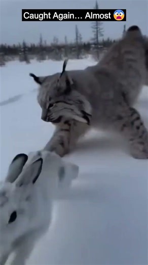 Baby Hare Escapes Lynx Attack at Last Second ❄️