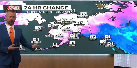 Areas of rain and snow likely for Alaska, as warmer weather moves in