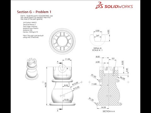 Solidworks CSWA Exam Practice | PART MODELLING | Section G - 1