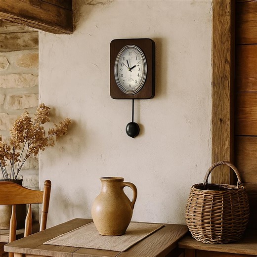 Vintage Wooden Pendulum Wall Clock: Rustic Farmhouse Decor - Etsy