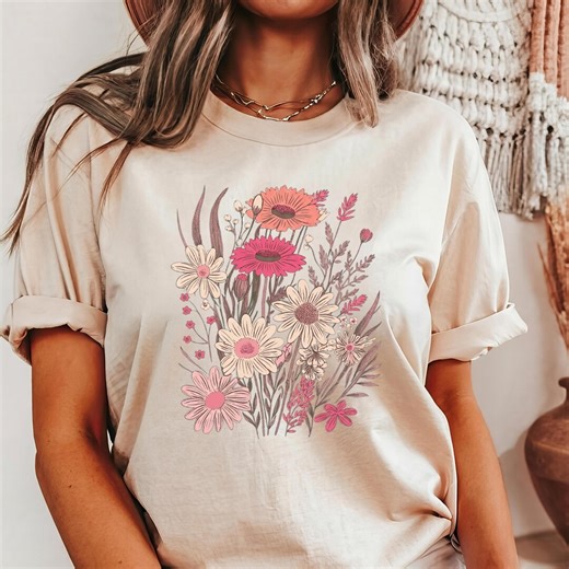 Vintage Pressed Flowers Shirt , Boho Cottagecore Tshirt Botanical Floral Tee Wildflowers Shirt, Gift for Gardener - Etsy