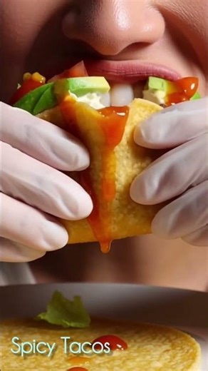 SPICY TACOS ASMR 🌮 Crunchy Shell + Juicy Meat + Saucy Toppings | No Talking #asmr #shorts #viral #ai