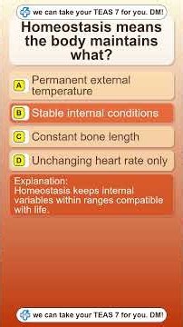 Guaranteed Pass TEAS Science Exam | Homeostasis Quiz